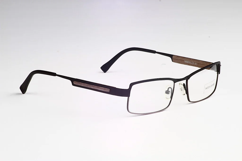 CLASSIC VINTAGE Style Clear Lens EYE GLASSES Silver & Wood Wooden Fashion Frame 4